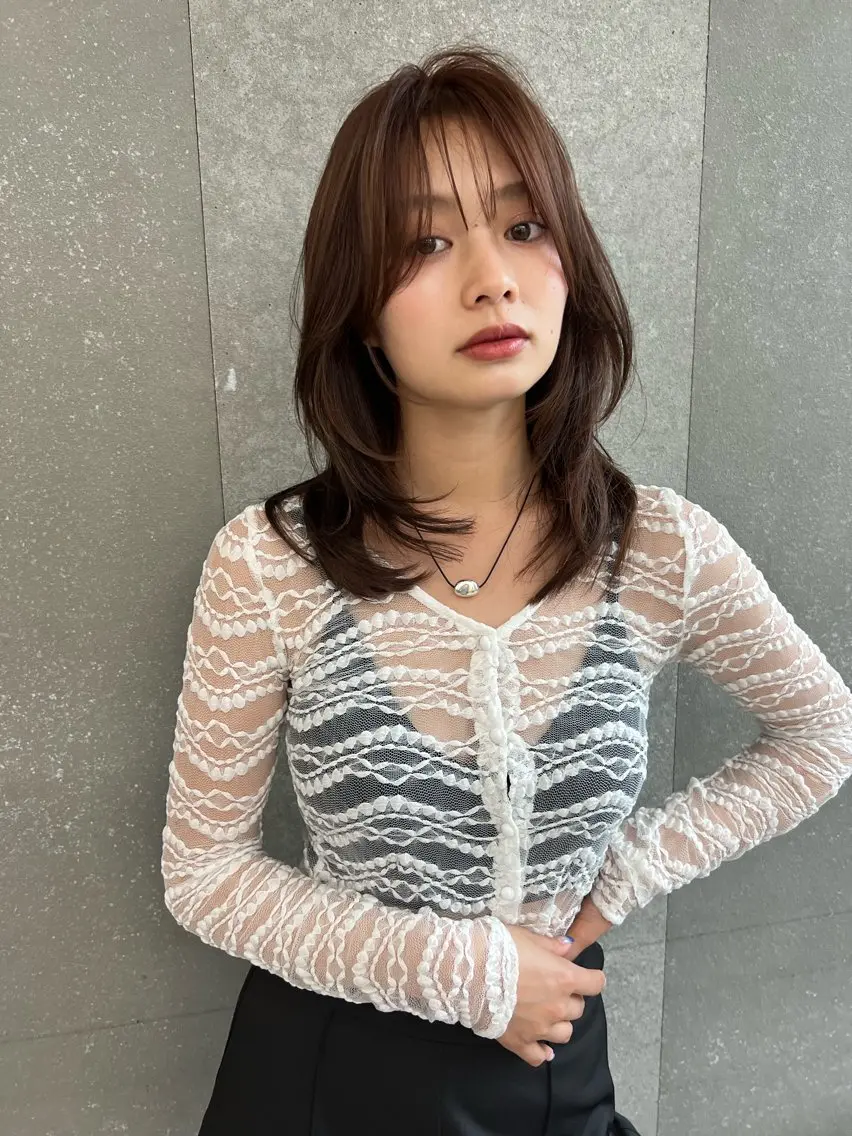 セミロング カット ヘアカラー トリートメント 仙台Ｉ韓国レイヤー Ｉ髪質改善Ｉ伊藤拓海のヘアスタイル