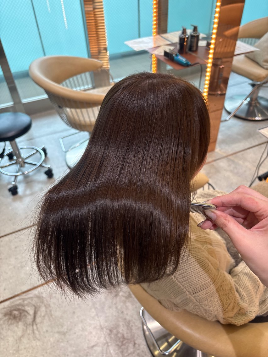 セミロング カラー カット ヘアカラー 縮毛矯正 トリートメント 顔周りカット/透明感 カラー/ゆう🤎のヘアスタイル