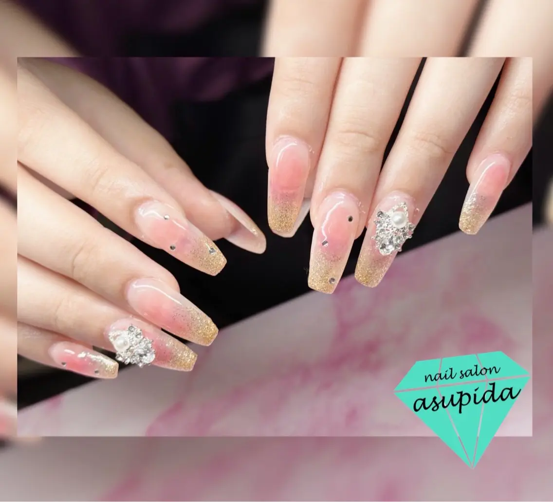 ネイル 長さ出し ハンドネイル nail salon asupidaのネイルデザイン