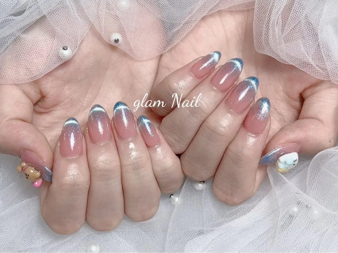ネイル ハンドネイル エツメ💅 長さ出し🎀デザインのネイルデザイン