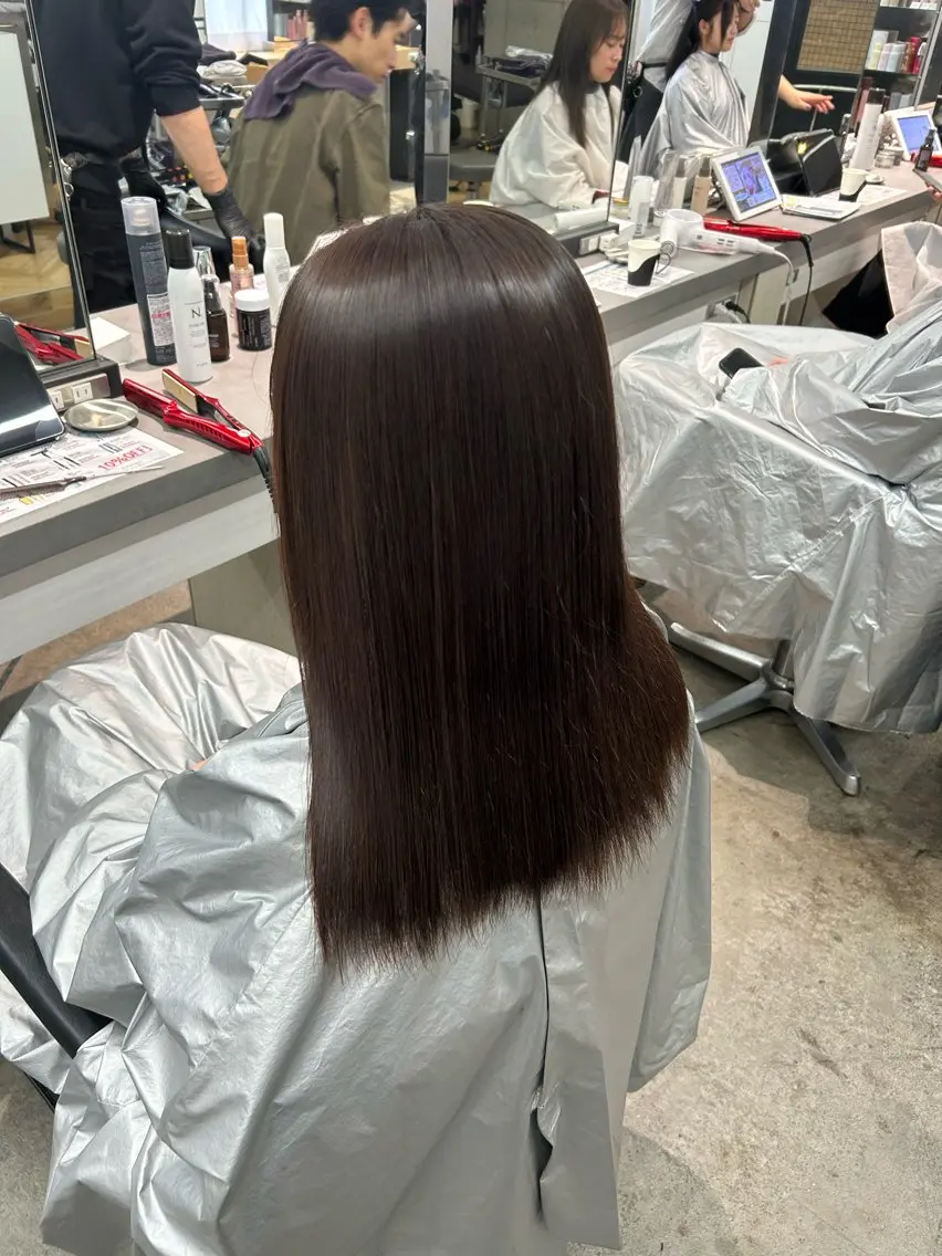 ミディアム 縮毛矯正 トリートメント ハルカ 美髪縮毛矯正 レイヤーモデル募集のヘアスタイル