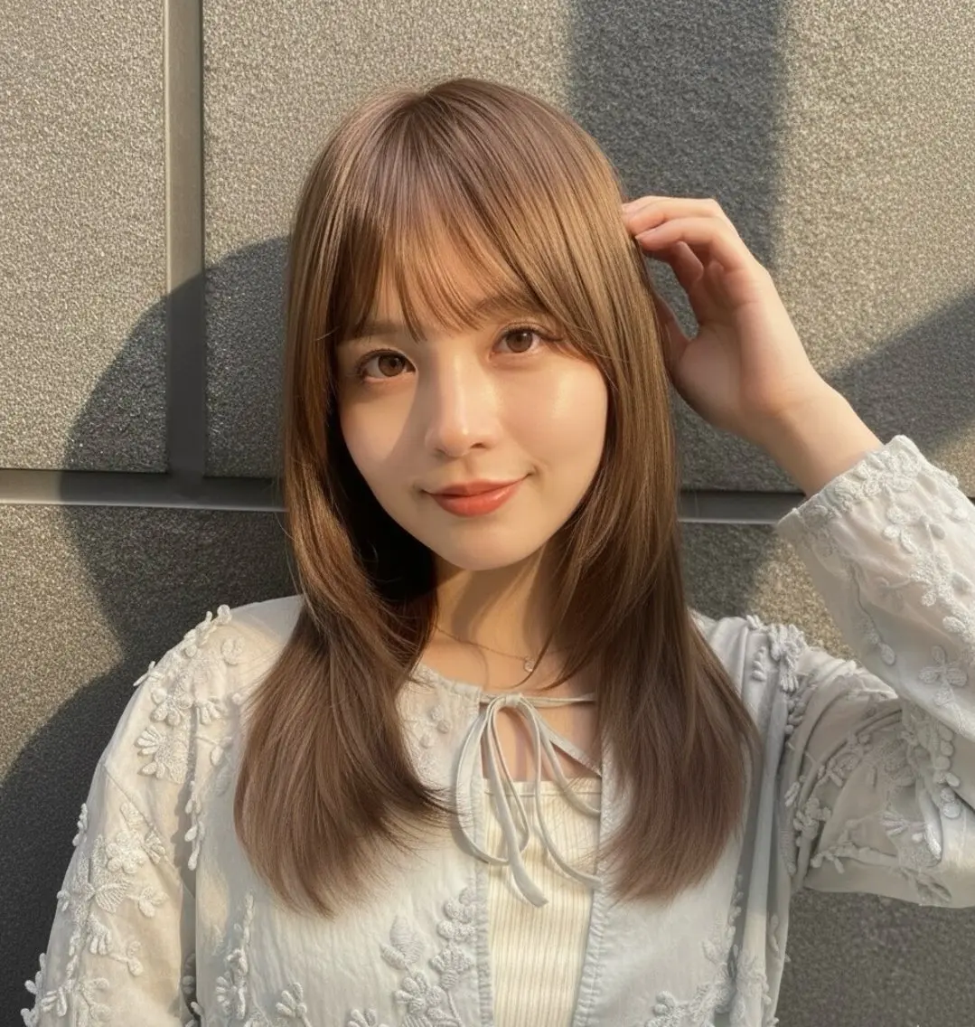 ミディアム カラー ブラウンカラー 顔周りカット カット ヘアカラー トリートメント 口コミ150件超え 💬☘️笹岡航太のヘアスタイル