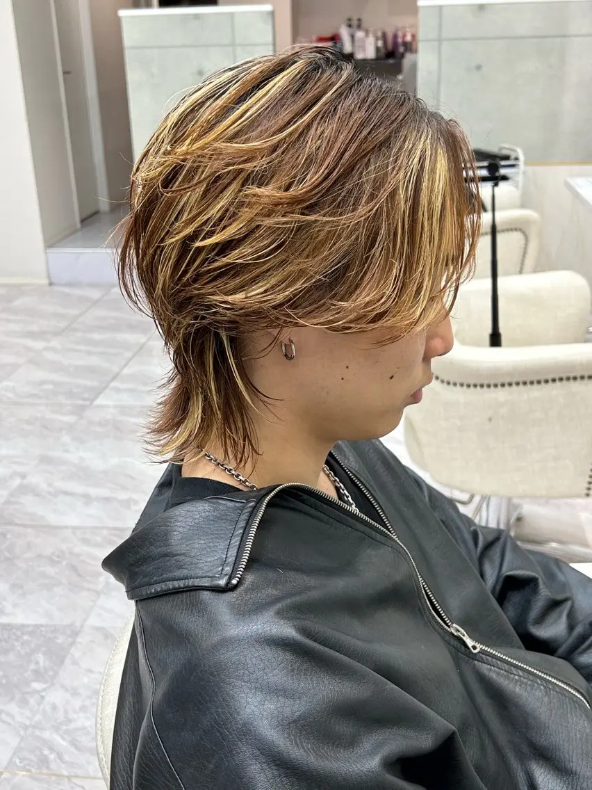 ミディアム カラー メンズ カット 岩城 滉成のヘアスタイル