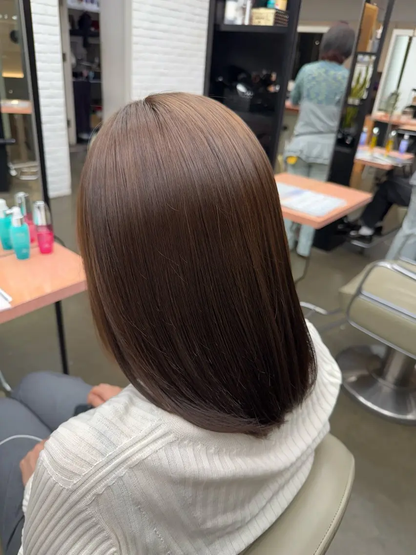 ミディアム ヘアカラー たかしな けいなのヘアスタイル