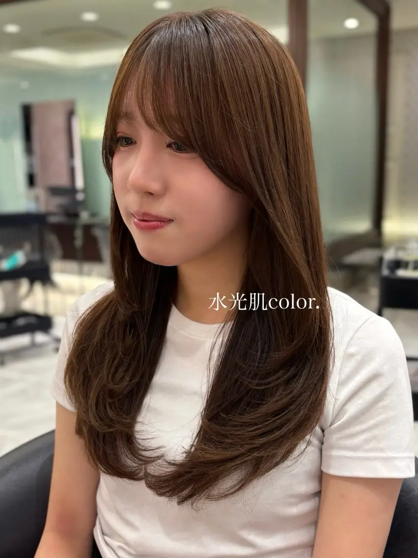 ミディアム カラー パーマ ヘアカラー 韓国っぽ透け感カラー マンツーマン🫧なおのヘアスタイル