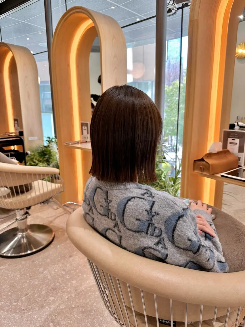 ミディアム 切りっぱなしボブ ボブ 撮影モデル募集【くび れショートボブ】馨のヘアスタイル