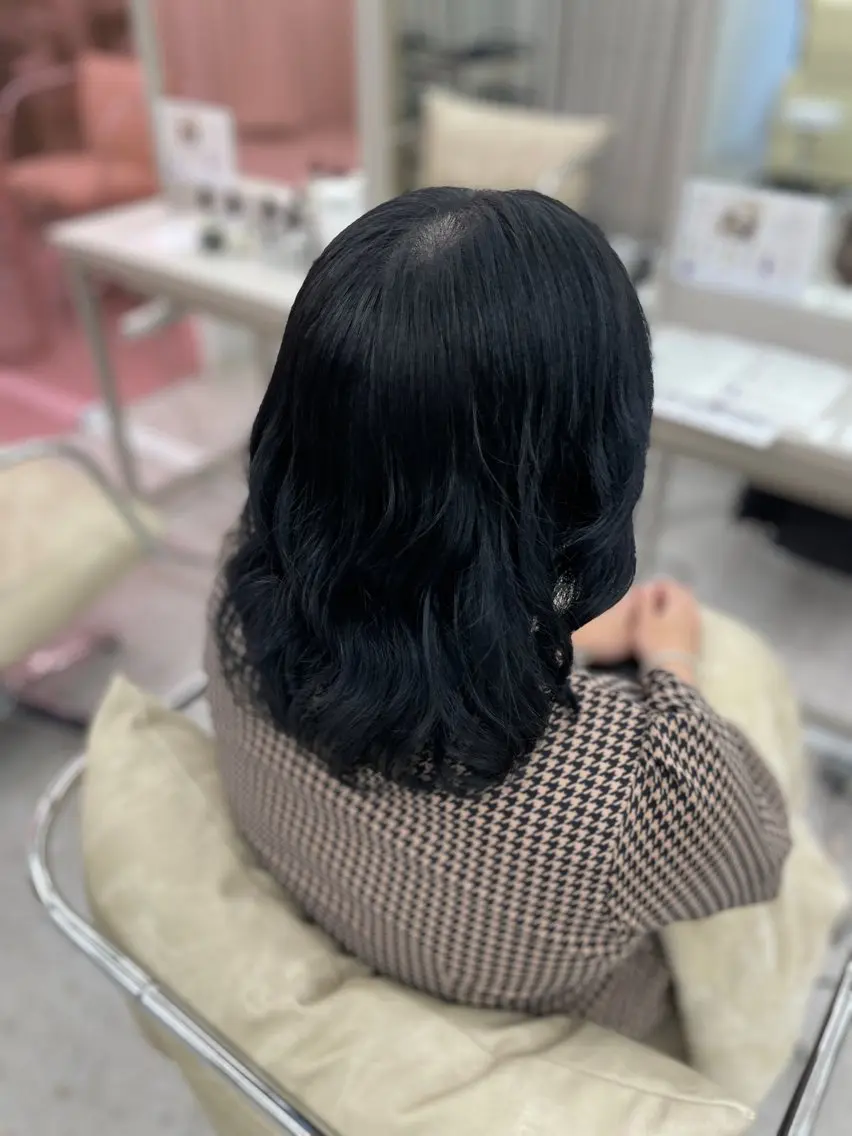 カラー 黒髪 ブルーカラー ブルーブラック 透明感カラー 髪質改善 ヘアカラー トリートメント COCO_ Minonのヘアスタイル