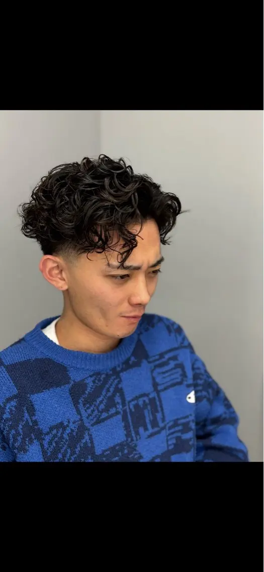 パーマ メンズ フェードカット メンズパーマ アーバンスタジオ ハルチカのヘアスタイル