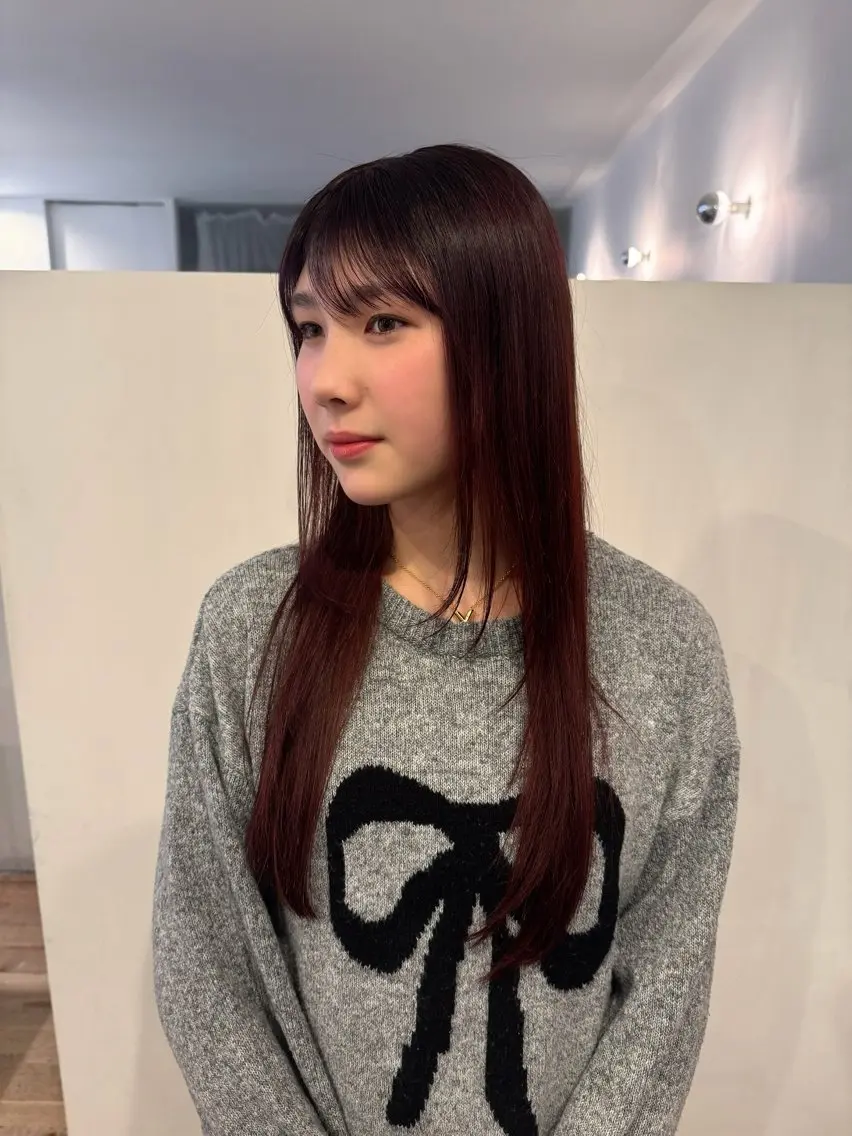 ロング 顔まわりレイヤー 顔周りカット レイヤーカット 【YOKE】　西田 乃那のヘアスタイル