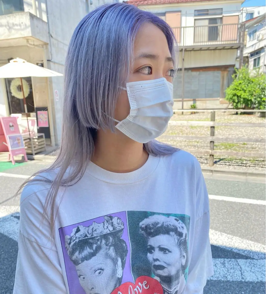 セミロング カラー パーマ ヘアアレンジ メンズ キッズ ネイル マツエク・マツパ メンズブリーチ ブリーチ ヘアカラー 森貴裕/ニュアンス パーマ/オリーブのヘアスタイル