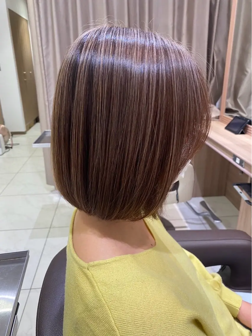 ミディアム カラー ブラウンカラー 透明感カラー オレンジ カット ヘアカラー 🌱脱白髪染め特化 🌱岡田将英のヘアスタイル