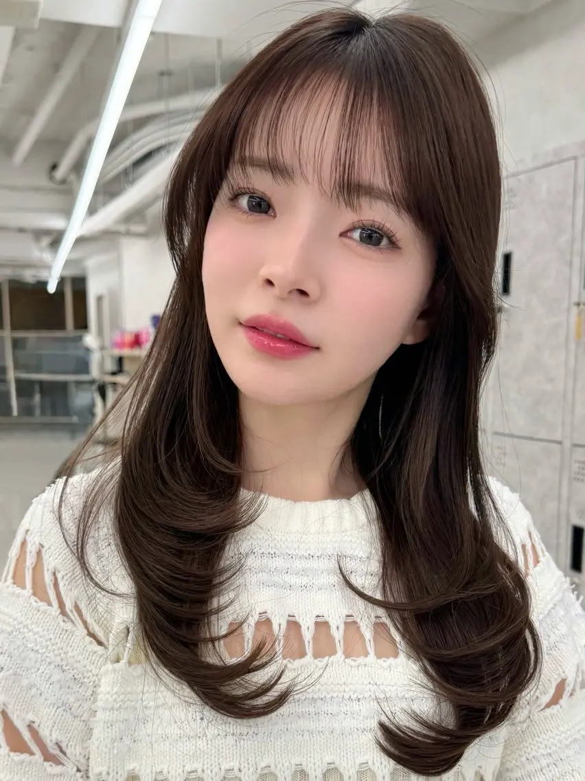 ロング 顔周りカット 韓国風ヘア レイヤーカット ロング 小顔カット カット ヘアカラー トリートメント 三鷹で1番ショート ボブをカットする新谷のヘアスタイル
