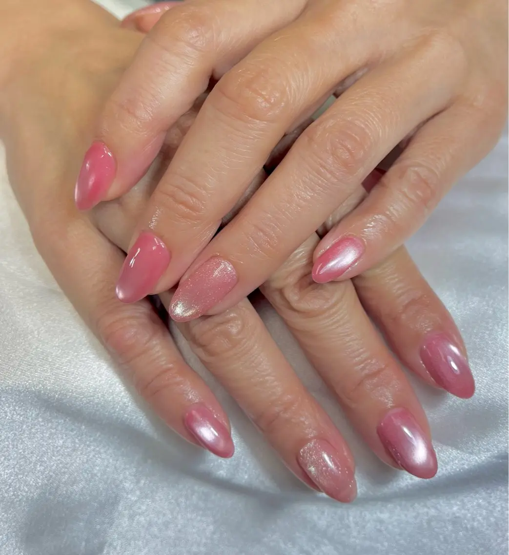 ネイル チークネイル 桜ネイル 長さ出し フットネイル ジェルネイル ハンドネイル Maika's nailのネイルデザイン
