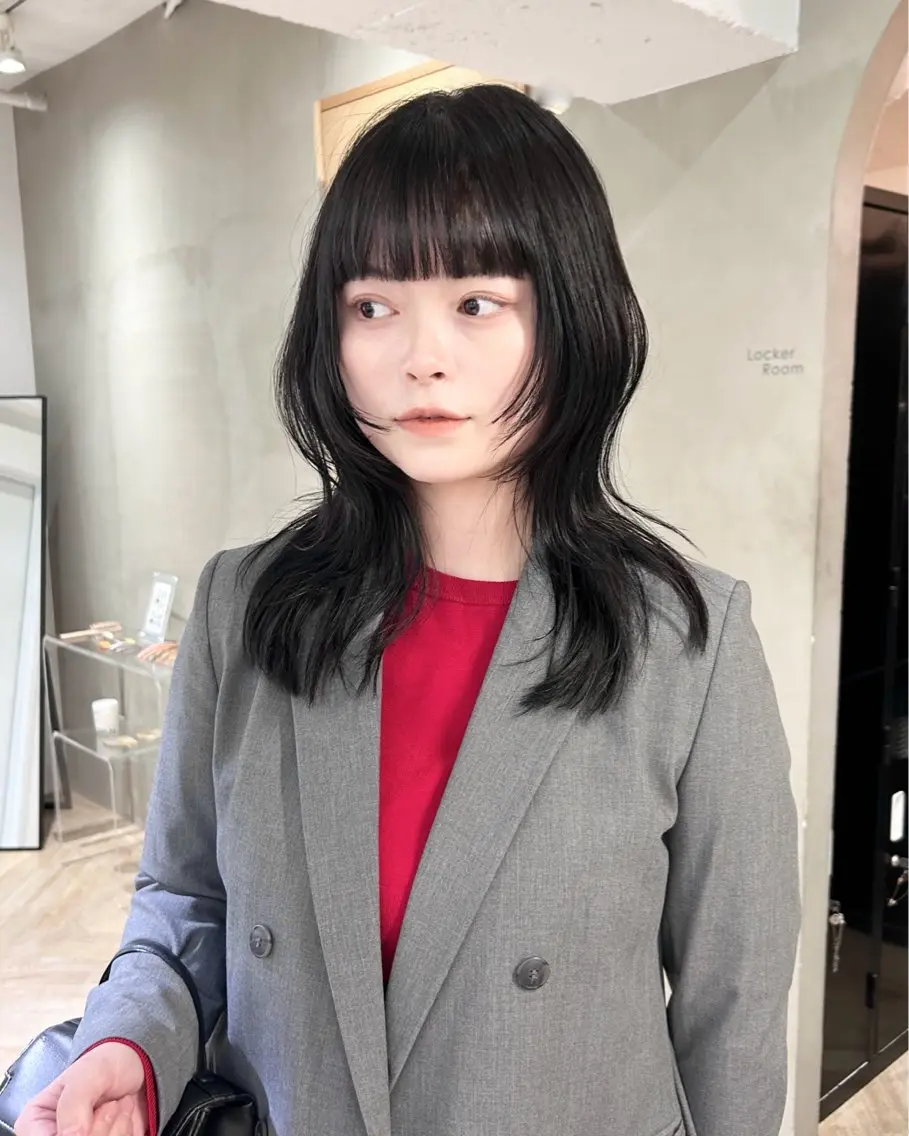 ロング カラー くびれヘア 顔まわりレイヤー 顔周りカット ハッシュカット レイヤーカット レイヤーカット/栄/ 顔周り/キトウモエノのヘアスタイル