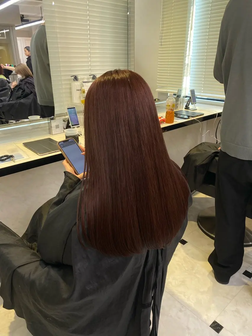ロング カラー ヘアカラー トリートメント ヘッドスパ ヘアセット ♥️韓国風透明感 暖色misa♥️のヘアスタイル