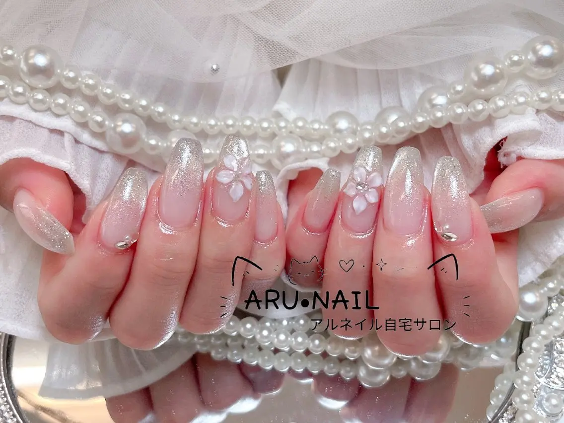ネイル フラッシュネイル グラデーション マグネットネイル ARU·NAIL 自宅サロン港区宝神のネイルデザイン