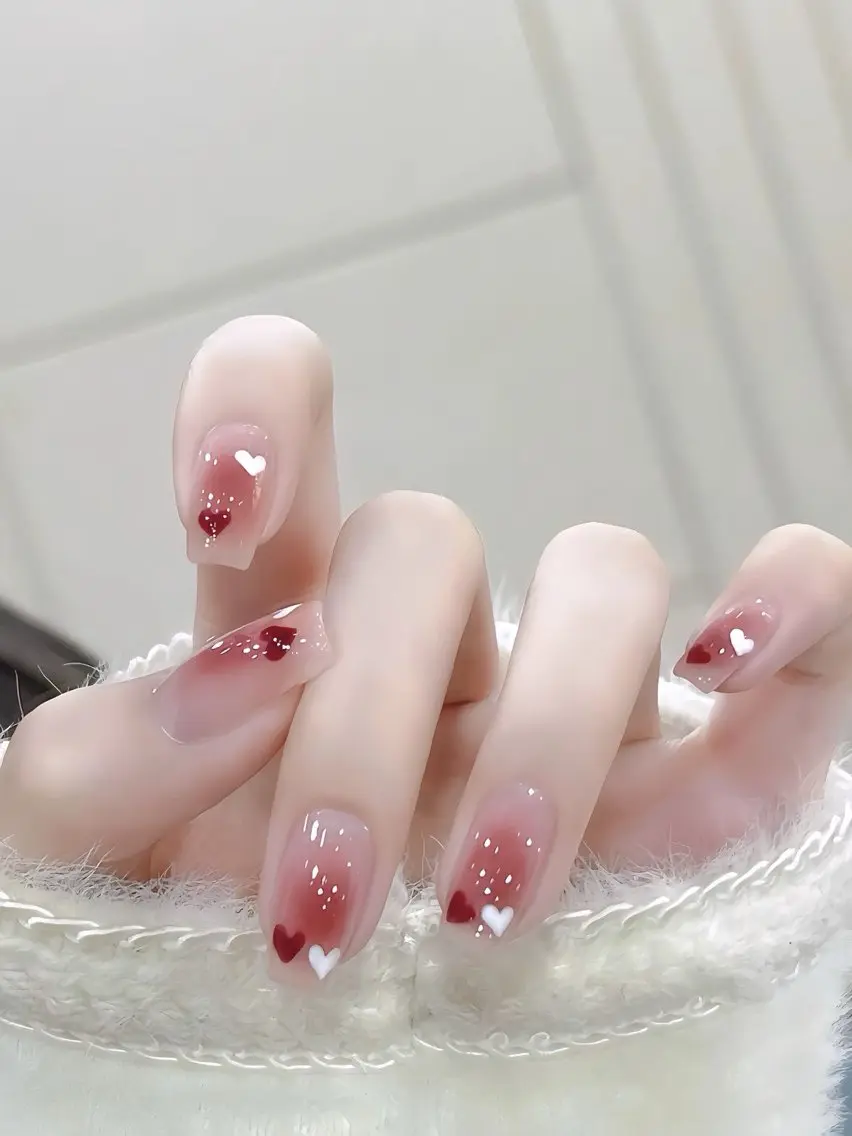 ネイル オーロラネイル ジェルネイル グラデーション ハート ピンク SARIMIA 💅💅のネイルデザイン