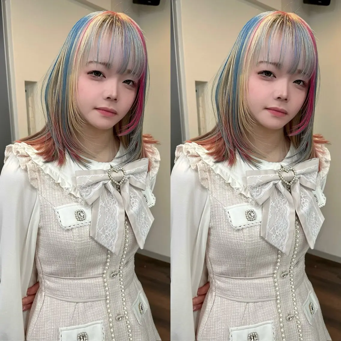 カラー ブリーチ ブロンド ブルーカラー デザインカラー ダブルカラー slit kokoroのヘアスタイル