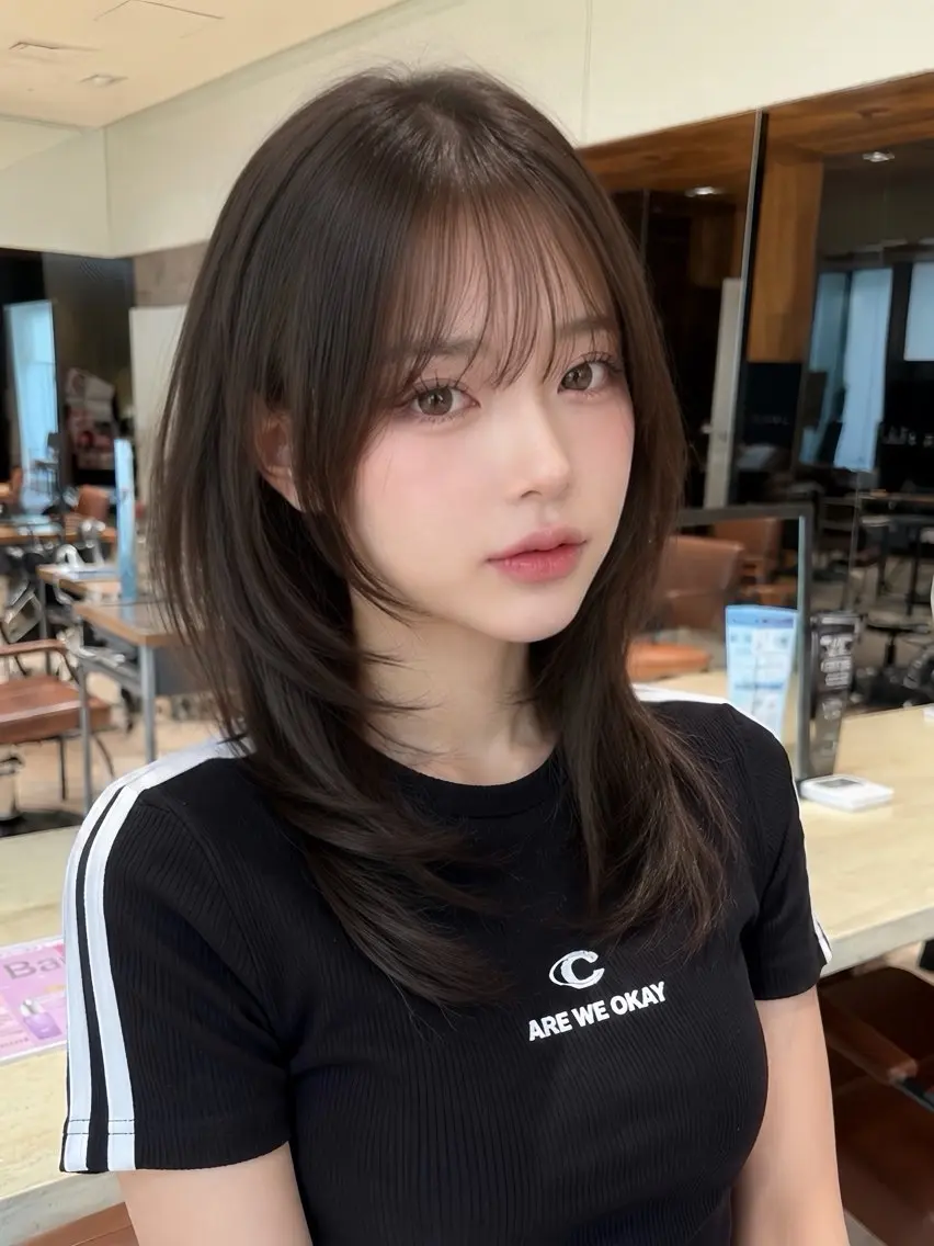 セミロング トリートメント カット ヘアカラー 透明感カラー/韓国レ イヤー/宮下知也のヘアスタイル
