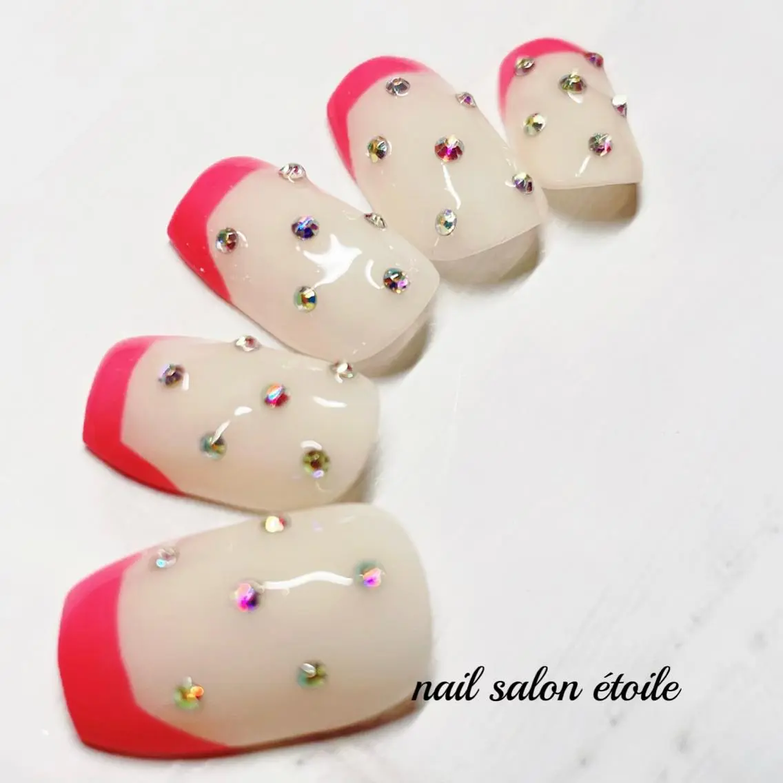 ネイル フレンチネイル ジェルネイル キラキラネイル ピンク シンプルネイル ハンドネイル nail salon étoileのネイルデザイン