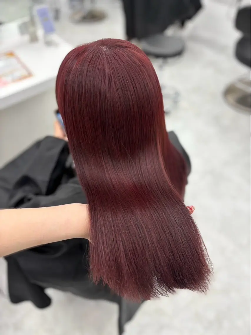 セミロング カラー 💖似合わせカラー レイヤー💖縮毛矯正のヘアスタイル