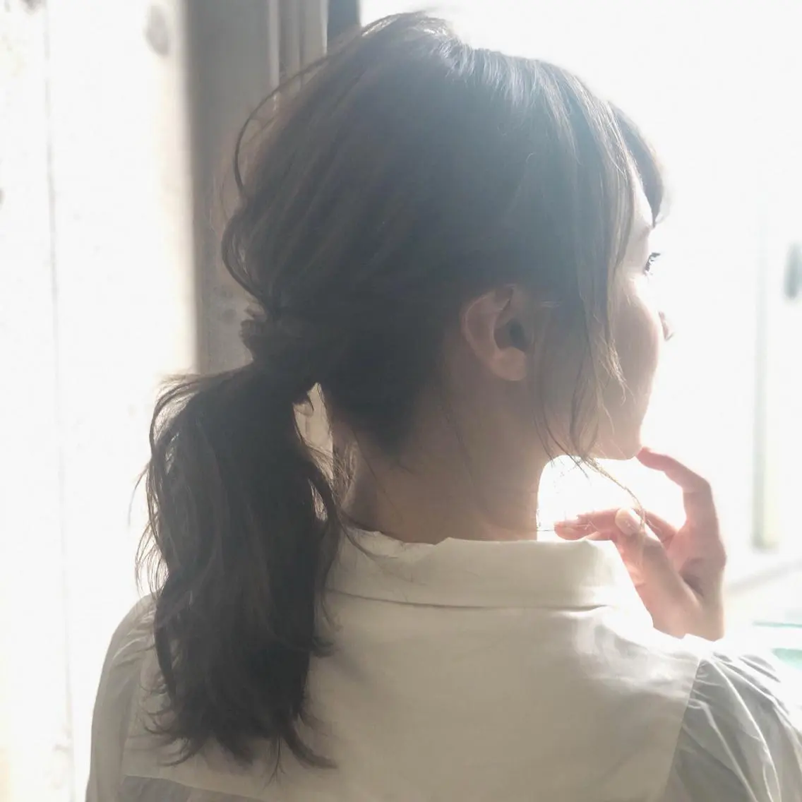 ミディアム ヘアアレンジ ポニーテール ヘアセット 圧倒的な質感🧡 髪質改善/丸山晴菜のヘアスタイル