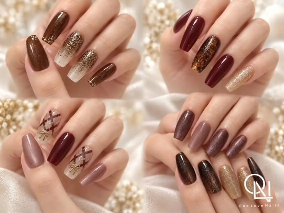 ネイル べっ甲ネイル ボルドー ブラウン ハロウィン マグネットネイル 池袋🫧 Nailのネイルデザイン