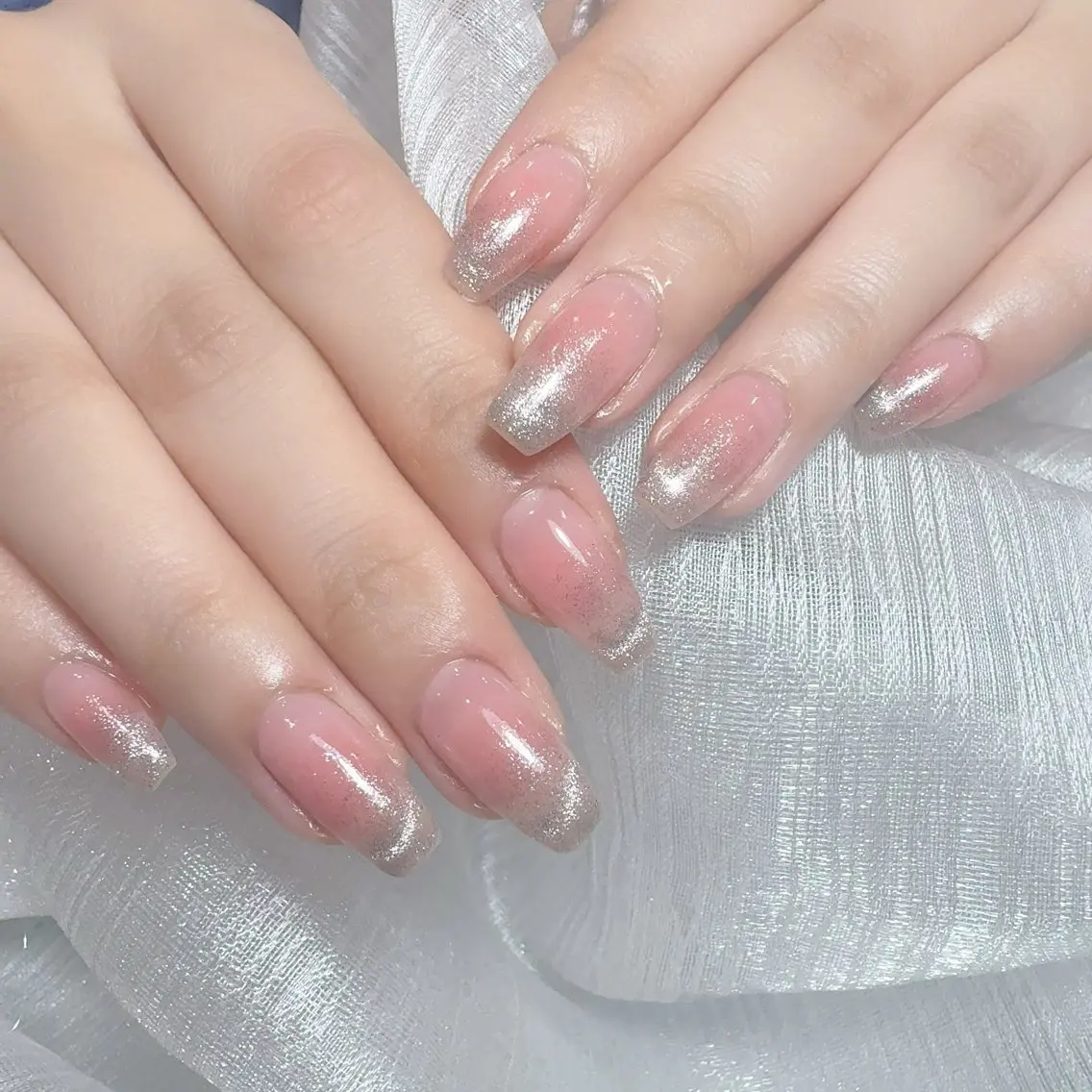ネイル アートネイル フラッシュネイル フレンチネイル ジェルネイル ガラスフレンチ You&Me Yukiのネイルデザイン
