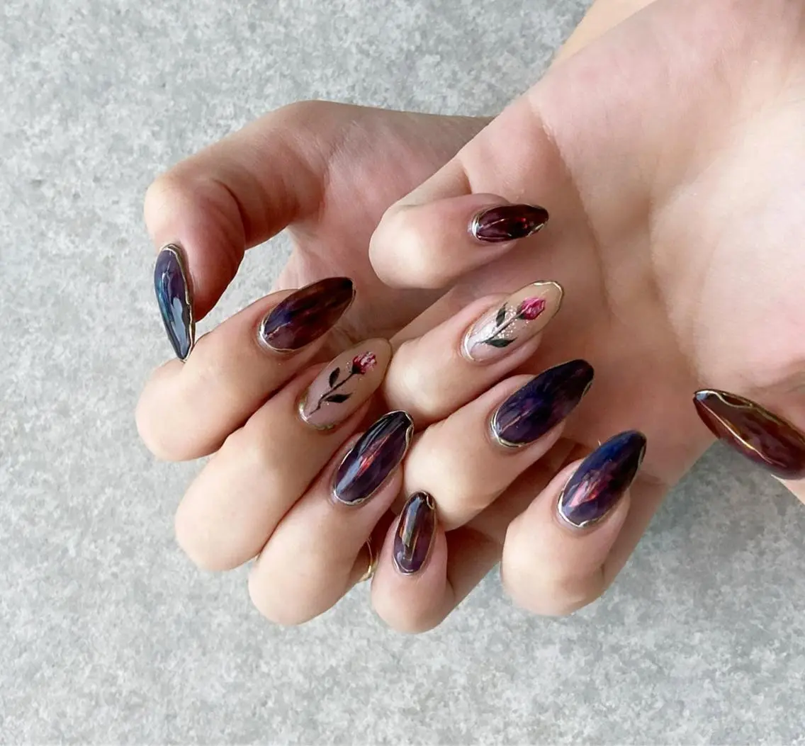 ネイル アートネイル 長さ出し フラワーネイル ジェルネイル マットネイル ハンドネイル nail salon Soeurのネイルデザイン