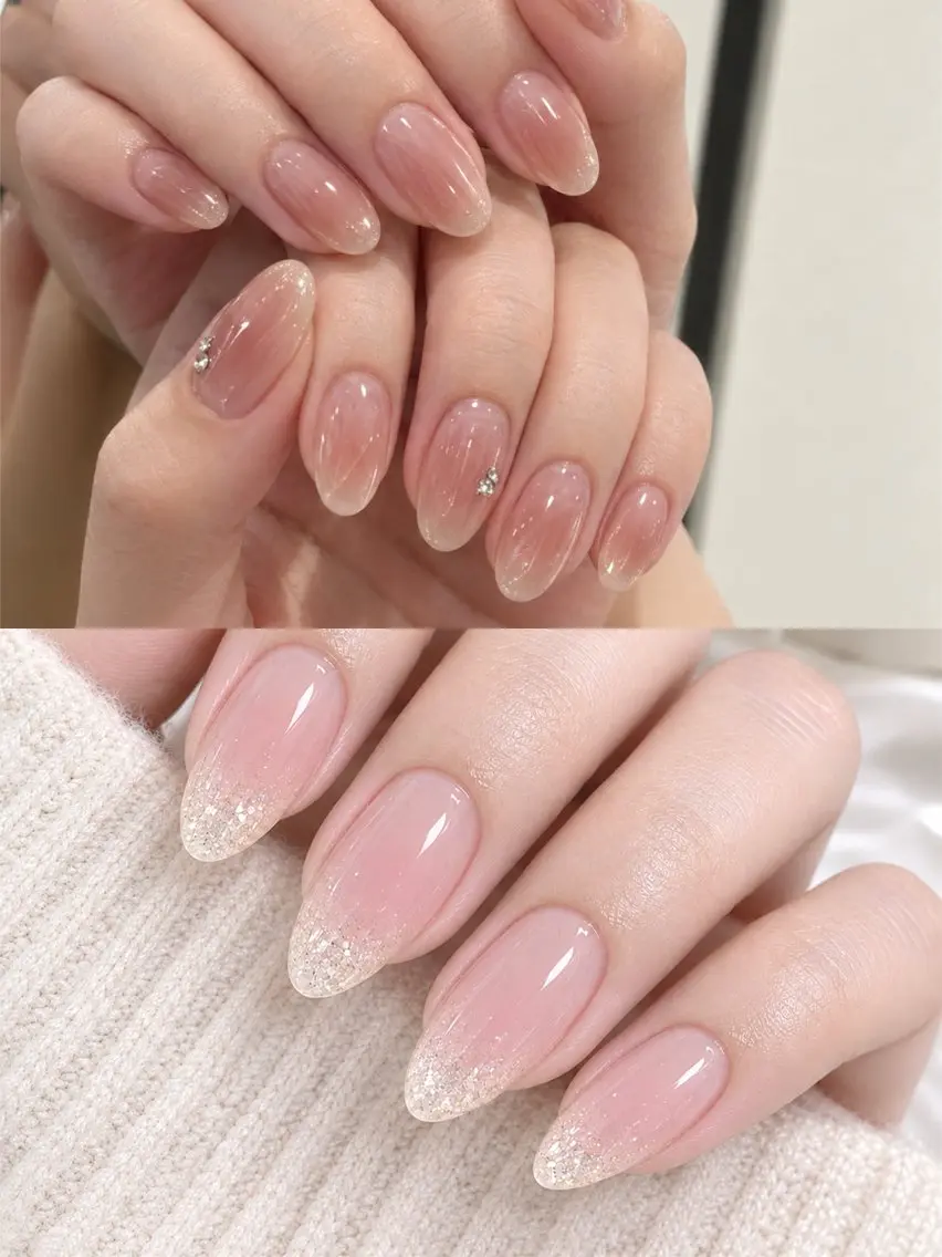 🉐今月限定大人気チークネイルベースカラーあり¥4180(小ストーン2本付け)(オフあり)ソフトジェルオフ無料の写真