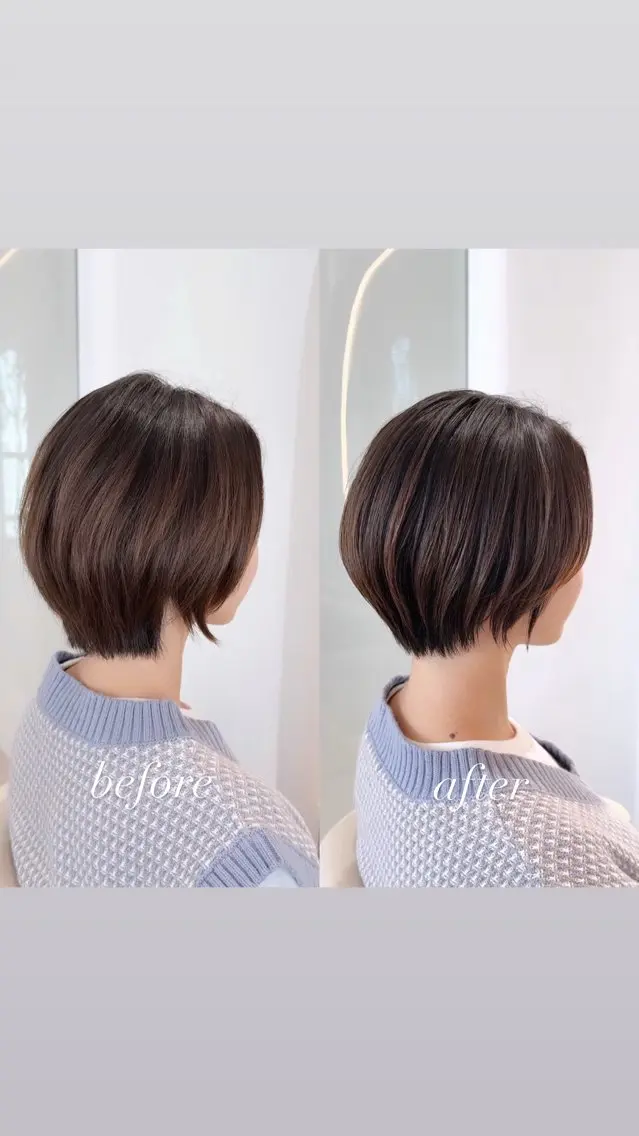 ショート カラー カット ヘアカラー トリートメント 田中航平/渋谷ボブ/ レイヤーボブのヘアスタイル