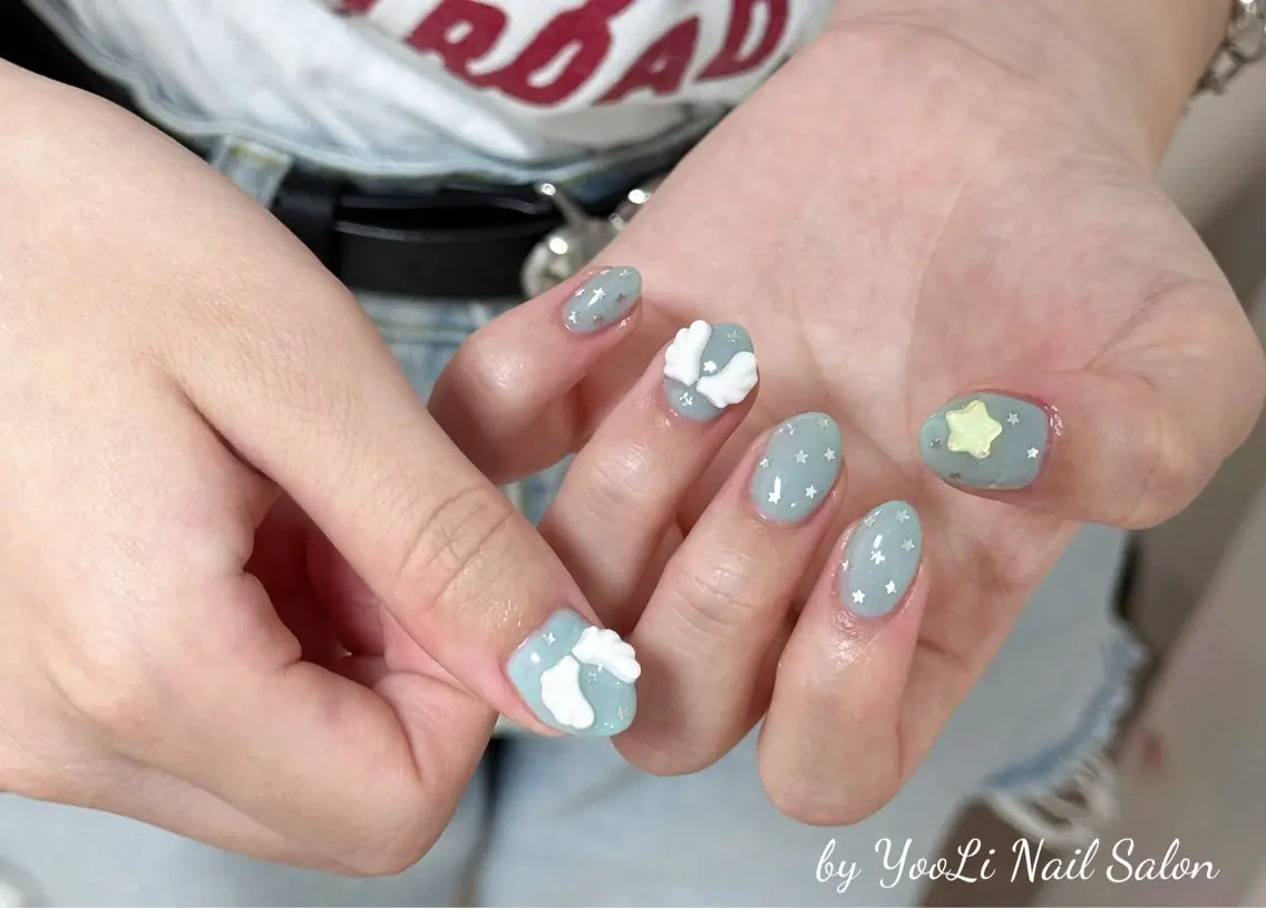 ネイル アートネイル オーロラネイル チークネイル フレンチネイル ガラスフレンチ ハンドネイル 🎀🎀YooLi Nail Salonのネイルデザイン