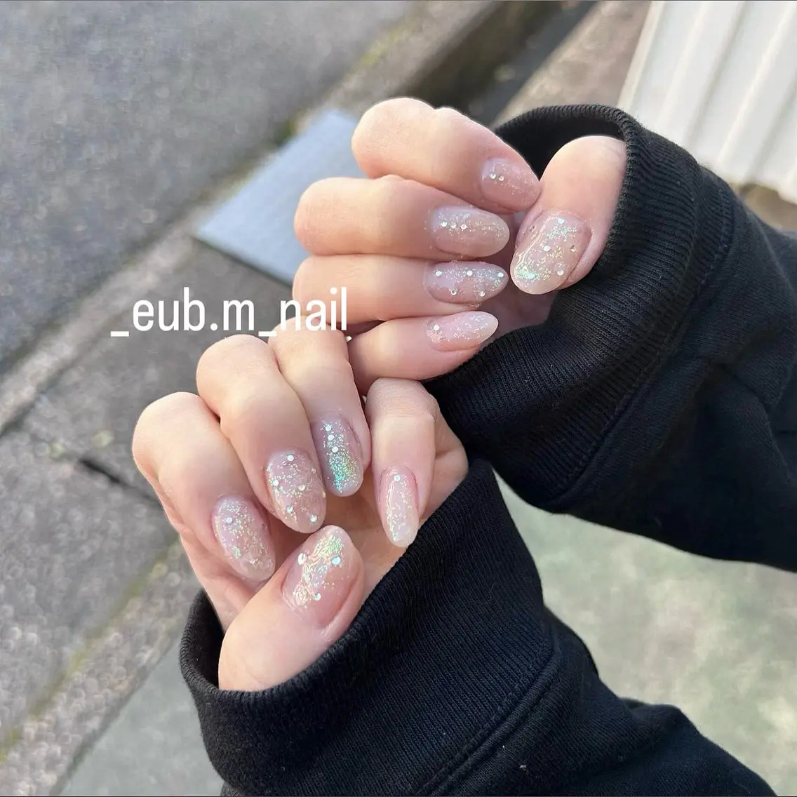 ネイル オーロラネイル キラキラネイル ラメ(グリッター) ワンカラーネイル ストーンネイル 深夜ネイルサロン eub.m_nailのネイルデザイン
