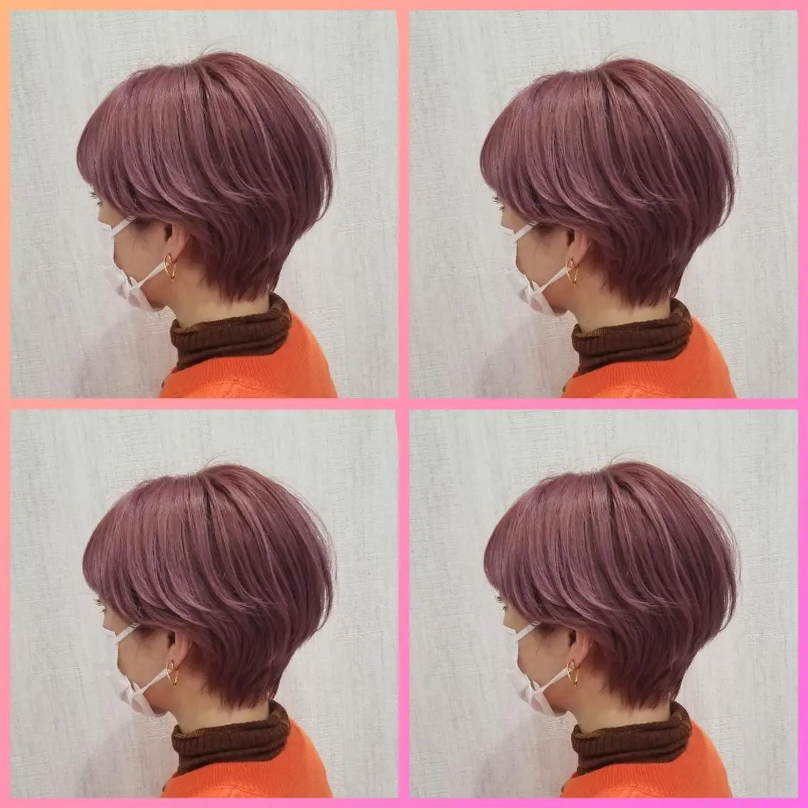 ショート カラー ダブルカラー ピンクカラー ショートヘア カット ヘアカラー レイヤー×艶髪特化 代表　西村功平のヘアスタイル
