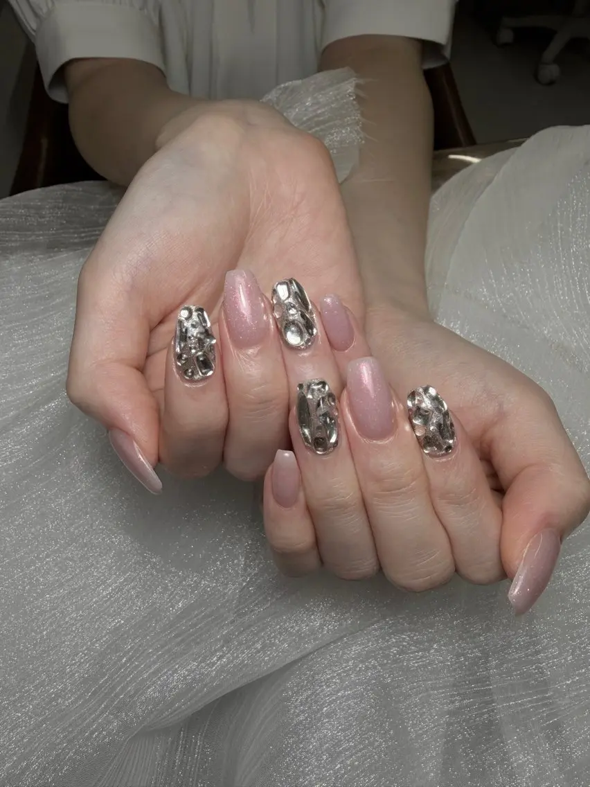 ネイル ハンドネイル ユリ🎀長さだし/ パラジェル/持ち込みのネイルデザイン