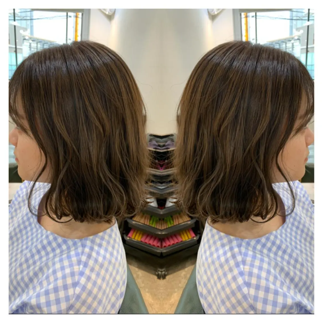 ミディアム カラー カット ヘアカラー トリートメント 村山 茉衣のヘアスタイル