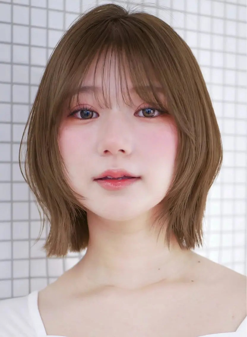 ショート 韓国風レイヤーカラー ライムのヘアスタイル