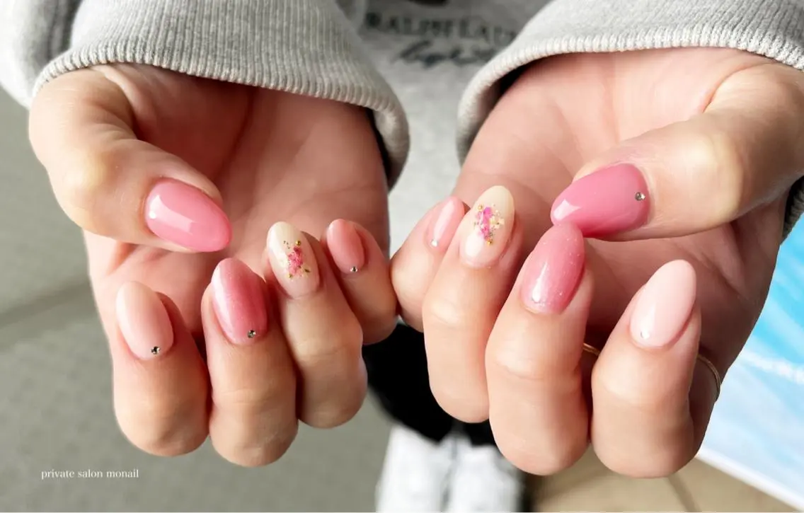 ネイル ピンク ハンドネイル nail salon monailのネイルデザイン