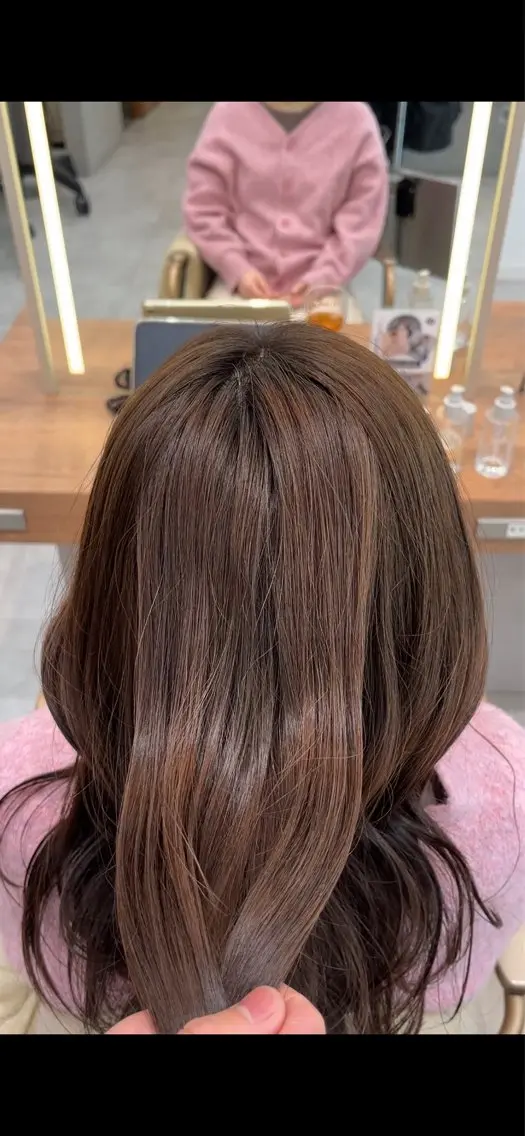 セミロング カラー ブラウンカラー 永井 龍空のヘアスタイル
