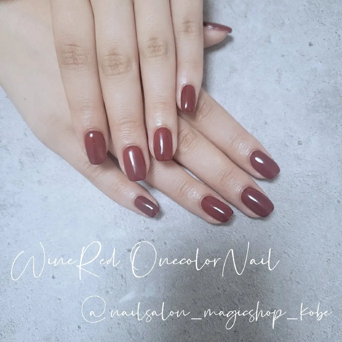 ネイル ボルドー フットネイル ジェルネイル ワンカラーネイル ソフトジェル ハンドネイル Nailsalon MagicShopのネイルデザイン