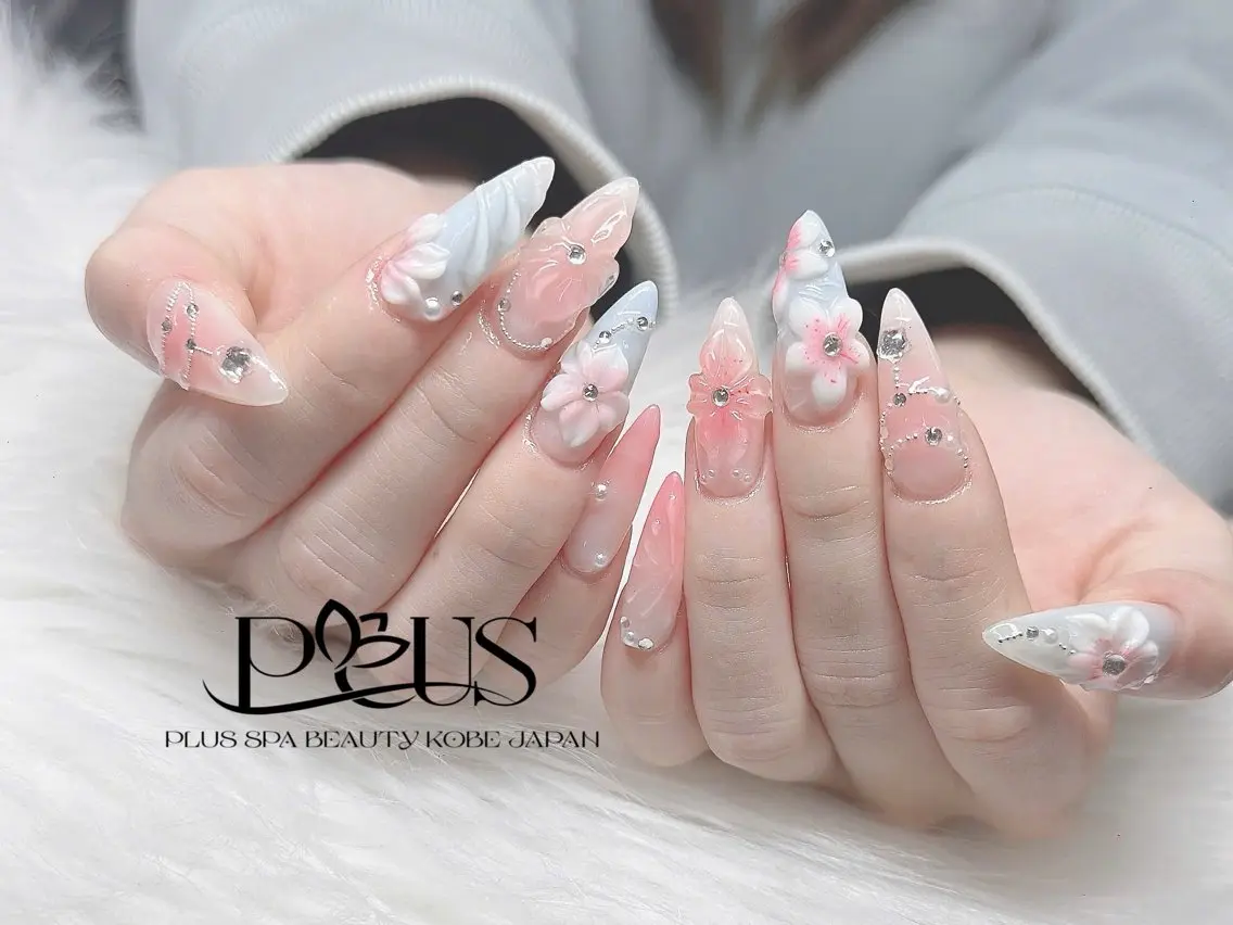 ネイル フレンチネイル 韓国ネイル シンプルネイル ワンホンネイル PLUSSPA ANHのネイルデザイン