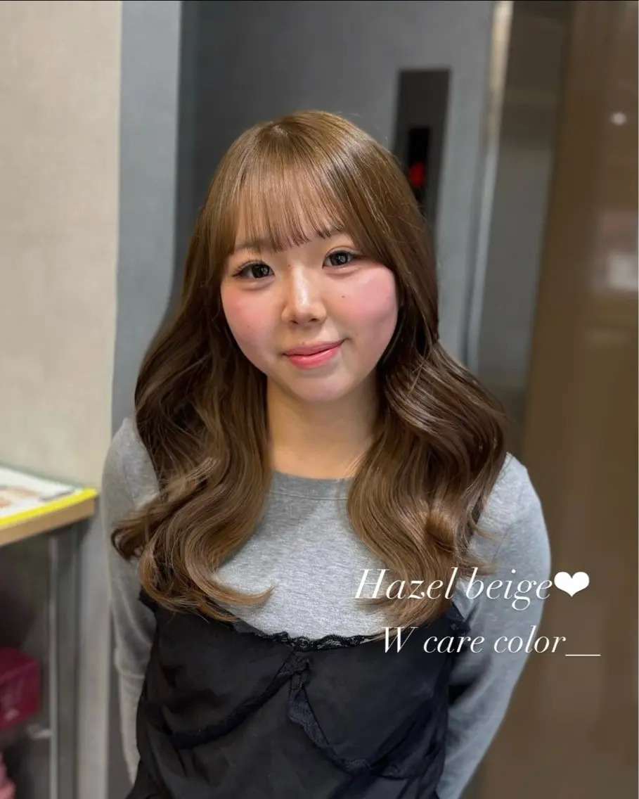 ロング ヘアカラー トリートメント Mirai/ 艶カラー/暖色カラーのヘアスタイル