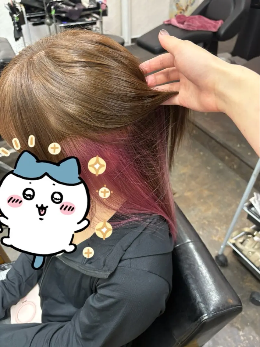 カラー インナーカラー ピンクカラー サカウエ 透明感カラー🫧のヘアスタイル