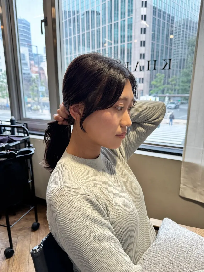 ミディアム 檜谷 晴　顔周りカットのヘアスタイル