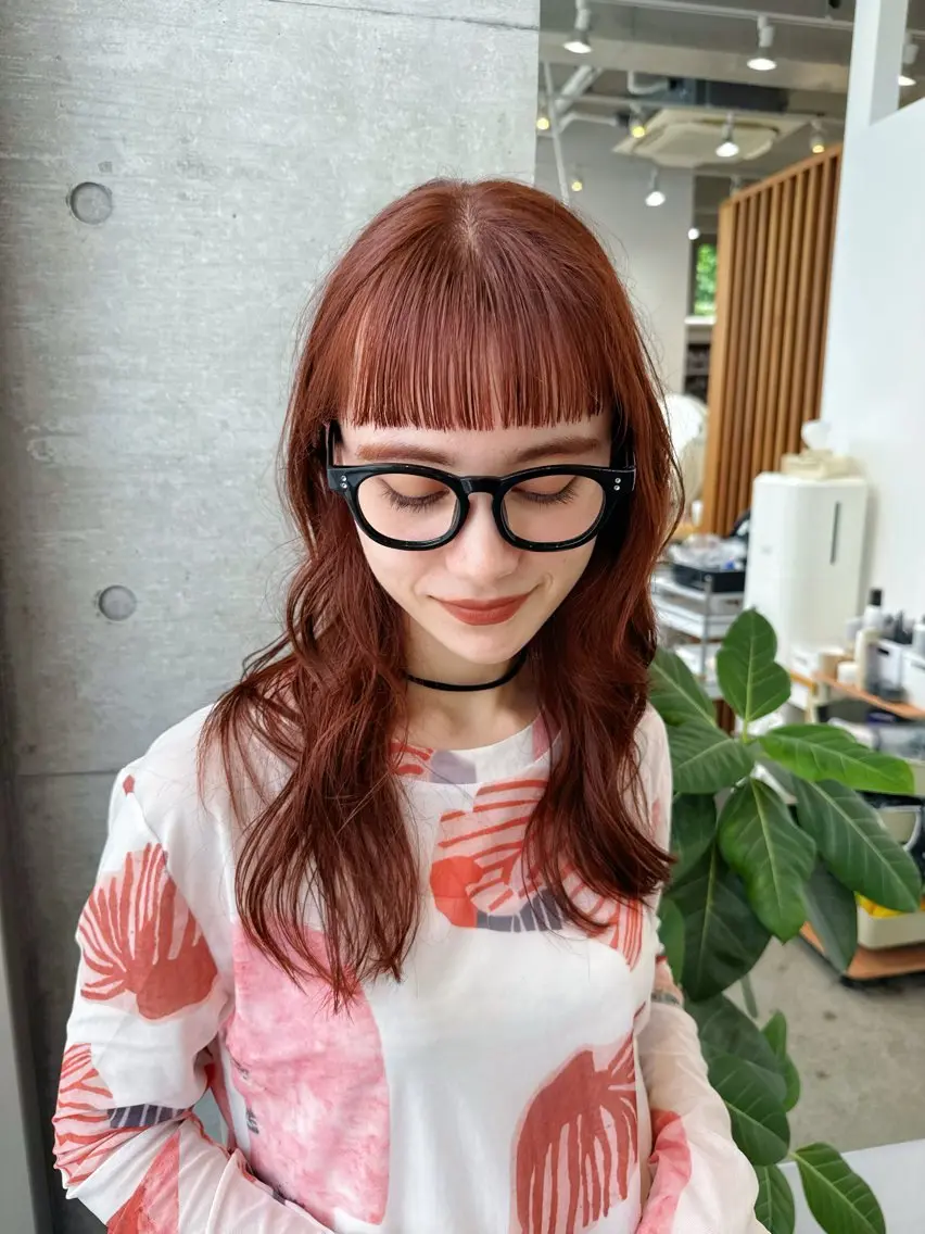ロング カラー オレンジ オレンジレッド レッドカラー ❤️アヤカ レイヤーカット❤️のヘアスタイル