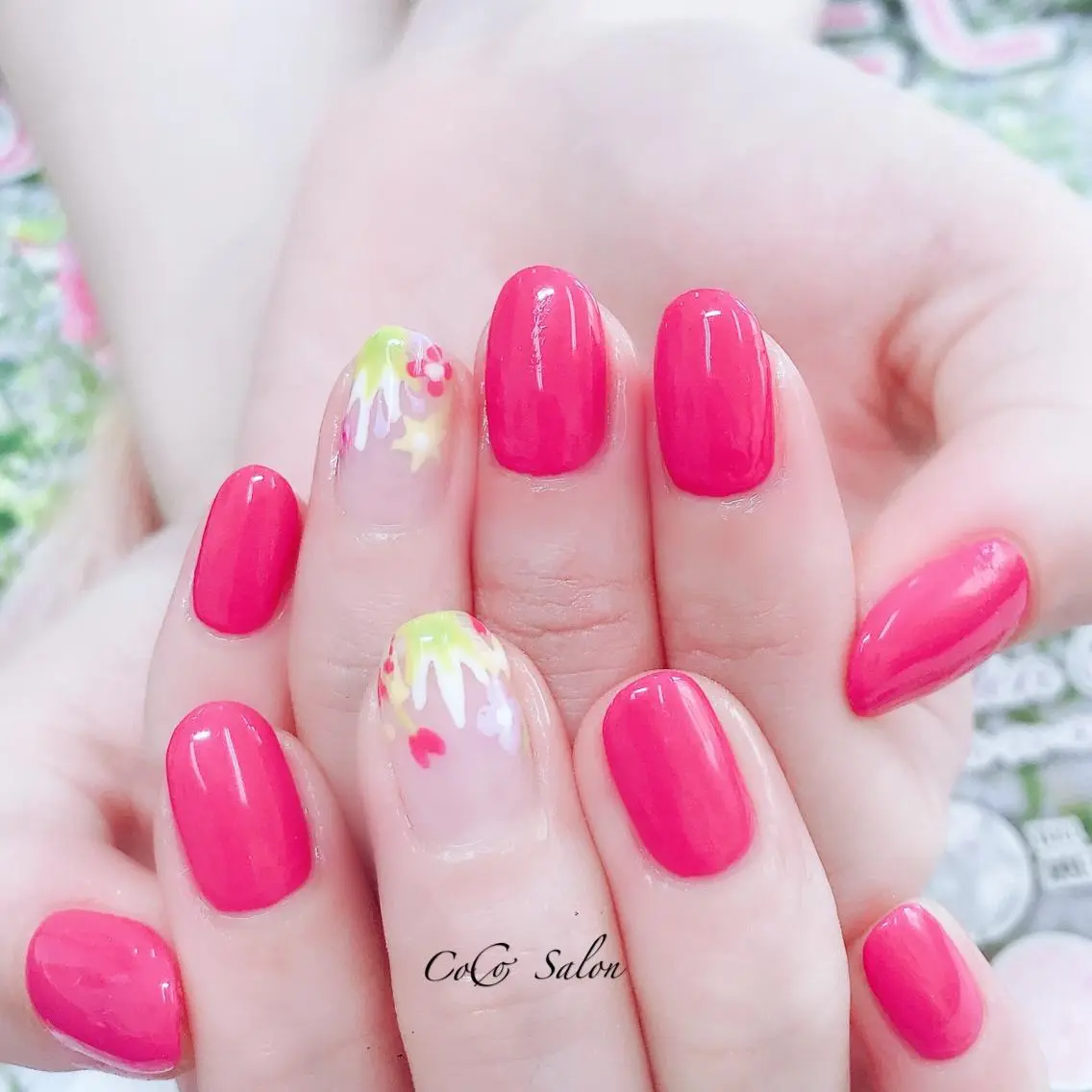 ネイル ワンカラーネイル ピンク 春ネイル ハンドネイル CoCoSalon ネイル/まつ毛予約のネイルデザイン