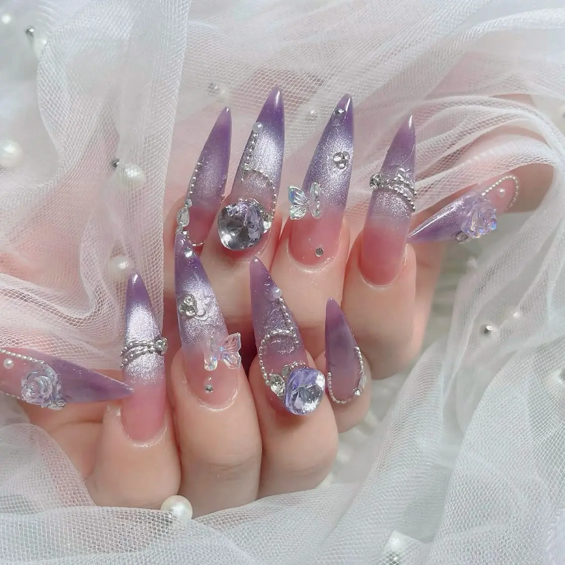 ネイル フットネイル フレンチネイル グラデーション 韓国ネイル ロングネイル ハンドネイル Hani Nail Salonのネイルデザイン