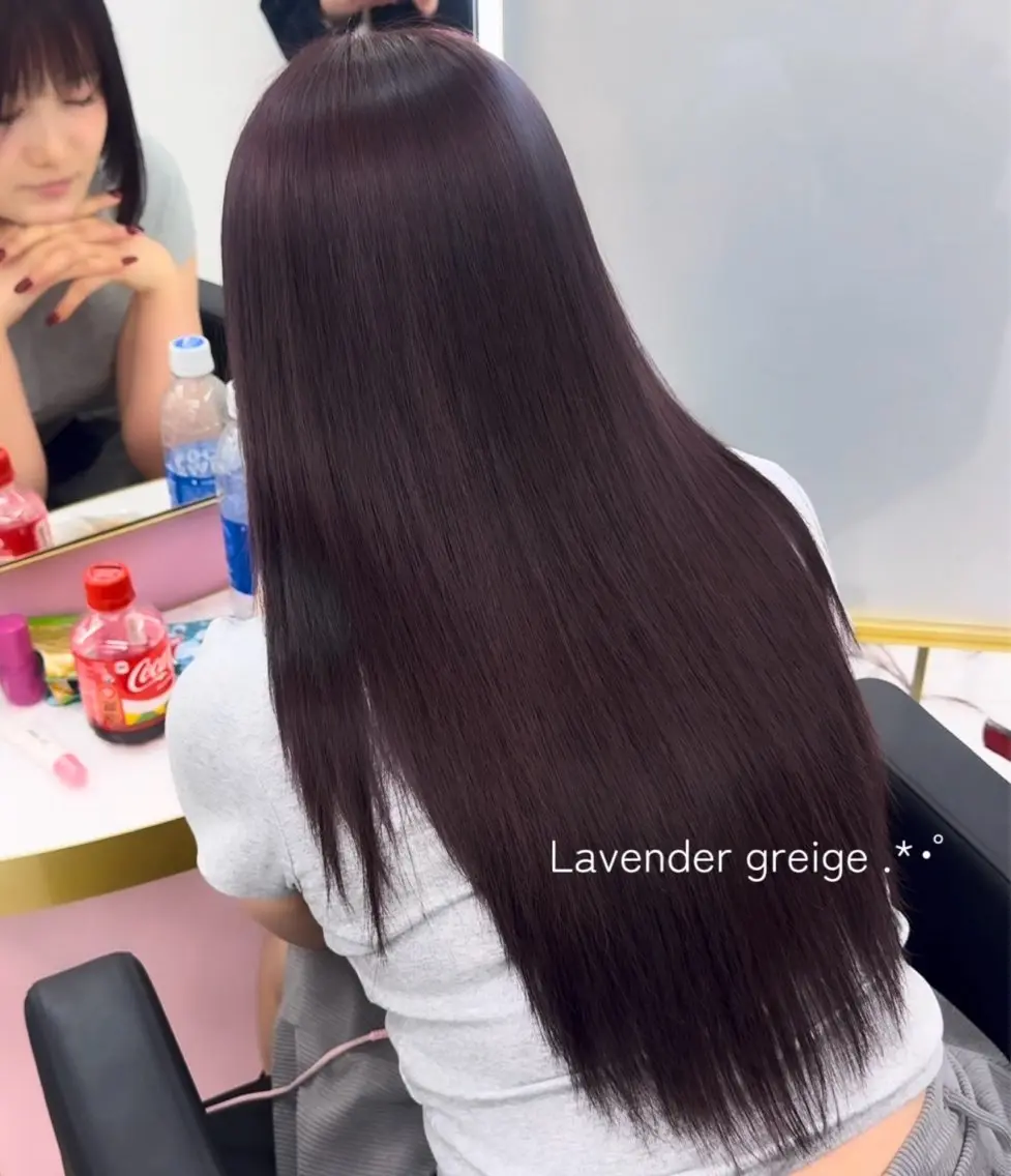 ロング カラー 透明感カラー グレージュ ラベンダーカラー ラベンダーグレージュ ラベンダーグレー ヘアカラー 透明感カラー/アレン ジ/misaki🎀のヘアスタイル