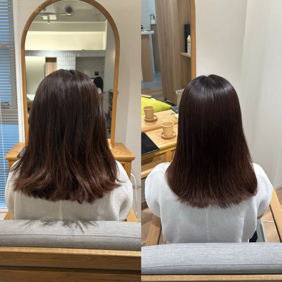 ミディアム カラー カット 縮毛矯正 トリートメント RINNO🌷透明感 カラー/髪質改善のヘアスタイル