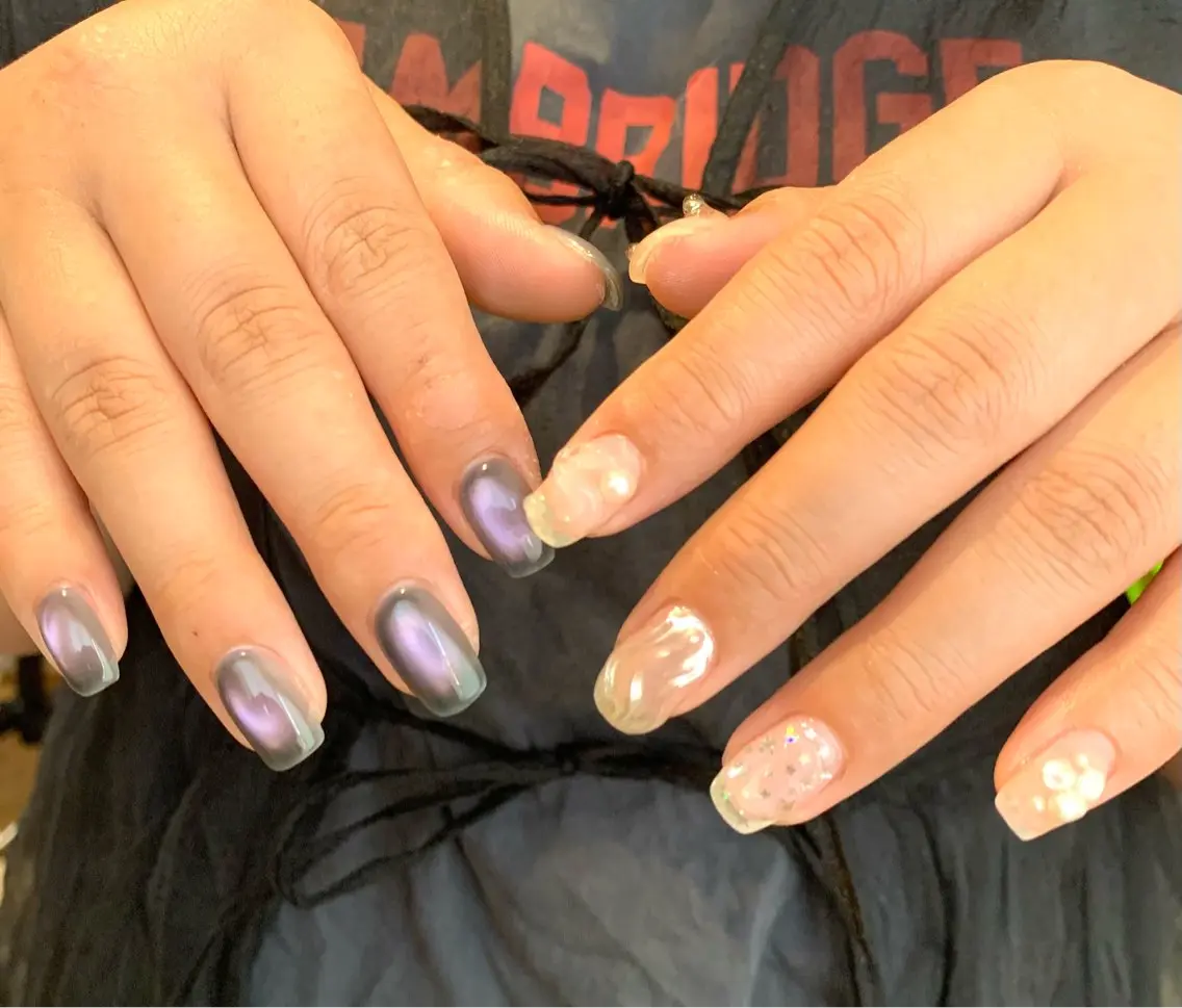 ネイル フラッシュネイル マグネットネイル オフィスネイル ショートネイル シンプルネイル sufu. nail YUKIのネイルデザイン